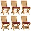 Image de Lot de 6 chaise vidaxl exterieur non pliable H. 89 cm en teck rouge