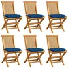 Image de Lot de 6 chaise vidaxl H. 89 cm non pliable en bois massif exterieur bleu