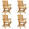 Image de Chaises de jardin et coussins crème lot de 4 Bois teck massif