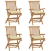 Image de Lot de 4 chaise vidaxl exterieur pliable H. 89 cm en teck blanc