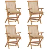 Image de Chaises de jardin et coussins beige lot de 4 Bois teck massif
