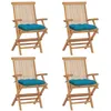 Image de Chaises de jardin avec coussins bleu clair lot de 4 Teck massif
