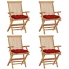 Image de Lot de 4 chaise vidaxl exterieur pliable en bois massif H. 89 cm bois