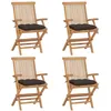 Image de Lot de 4 chaise vidaxl exterieur pliable H. 89 cm en bois massif marron