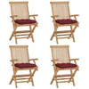 Image de Lot de 4 chaise vidaxl en teck pliable H. 89 cm exterieur rouge