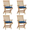 Image de Lot de 4 chaise vidaxl H. 89 cm pliable en bois massif exterieur bleu