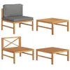 Image de Salon de jardin 2 pcs avec coussins gris foncé Bois de teck