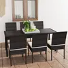 Image de Ensemble à manger de jardin 7 pcs Résine tressée Noir