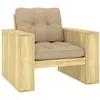 Image de vidaXL Bois de Pin Imprégné Chaise de Jardin avec Coussins Fauteuil de Patio Chaise de Terrasse Siège de Salle à Manger d'Extérieur Beige