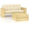 Image de Salon de jardin Vidaxl bois beige 2 pieces 75.0 x 75 x 31 2 personnes