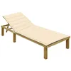 Image de vidaXL Chaise longue avec coussin crème Bois de pin imprégné