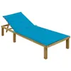 Image de Chaise longue avec coussin bleu Bois de pin imprégné