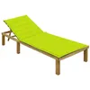 Image de Chaise longue avec coussin vert vif Bois de pin imprégné