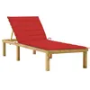Image de Chaise longue rouge en bois de pin imprégné - vidaXL - Réglable - Coussin inclus