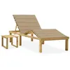 Image de Chaise longue de jardin avec table et coussin Pin imprégné