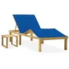Image de Chaise longue de jardin avec table et coussin Pin imprégné