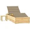 Image de Chaise longue de jardin avec table et coussin Pin imprégné