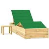 Image de Chaise longue de jardin avec table et coussin Pin imprégné