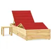 Image de Chaise longue de jardin avec table et coussin Pin imprégné