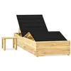 Image de Chaise longue de jardin avec table et coussin Pin imprégné