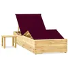 Image de Chaise longue de jardin avec table et coussin Pin imprégné
