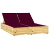 Image de Chaise longue double et coussins bordeaux Bois de pin imprégné