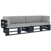 Image de vidaXL Pin Imprégné de Noir Canapé Palette 2 Places avec Coussins Sofa de Terrasse Canapé d'Extérieur Meuble de Terrasse Meuble d'Extérieur Salon