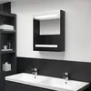 Image de Armoire de salle de bain à miroir LED noir brillant 50x14x60 cm