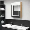 Image de Armoire de salle de bain à miroir LED Chêne 50x13x70 cm