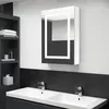 Image de Armoire de salle de bain à miroir LED Blanc brillant 50x13x70cm