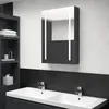 Image de Armoire de salle de bain à miroir LED noir brillant 50x13x70 cm