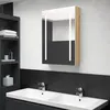 Image de vidaXL Badkamerkast met spiegel en LED 50x13x70 cm wit en eikenkleurig326500