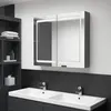 Image de Armoire de salle de bain à miroir LED gris 80x12x68 cm