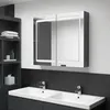 Image de Armoire de salle de bain à miroir LED Gris brillant 80x12x68 cm