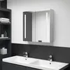 Image de Armoire de salle de bain à miroir LED Gris béton 62x14x60 cm