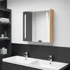 Image de Armoire de salle de bain à miroir LED Chêne 62x14x60 cm