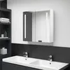 Image de Armoire de salle de bain à miroir LED Blanc brillant 62x14x60cm