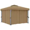 Image de vidaXL Prieel met gordijn 3x3 m aluminium taupe3068557