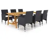 Image de vidaXL Ensemble de Salle à Manger de Jardin 7 pcs Mobilier à Dîner d'Extérieur Table et Chaises de Repas de Patio Salon de Jardin Terrasse Noir 3068792