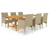 Image de vidaXL Ensemble de Salle à Manger de Jardin 7 pcs Mobilier à Dîner d'Extérieur Table et Chaises de Repas de Patio Salon de Jardin Terrasse Beige