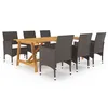 Image de vidaXL Ensemble de salle à manger de jardin 7 pcs Marron