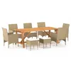 Image de vidaXL Ensemble de Salle à Manger de Jardin 9 pcs Mobilier à Dîner d'Extérieur Table et Chaises de Repas de Patio Salon de Jardin Terrasse Beige 3068802
