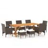 Image de vidaXL Ensemble de Salle à Manger de Jardin 9 pcs Mobilier à Dîner d'Extérieur Table et Chaises de Repas de Patio Salon de Jardin Terrasse Marron