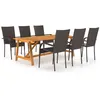 Image de vidaXL Ensemble de Salle à Manger de Jardin 7 pcs Mobilier à Dîner d'Extérieur Salon de Jardin Table et Chaises de Repas de Terrasse Patio Marron