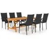 Image de vidaXL Ensemble de Salle à Manger de Jardin 7 pcs Mobilier à Dîner d'Extérieur Table et Chaises de Repas de Terrasse Salon de Jardin Patio Noir