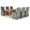 Image de vidaXL Ensemble de Salle à Manger de Jardin 7 pcs Salon de Jardin Mobilier à Dîner d'Extérieur Table et Chaises de Repas de Patio Terrasse Gris