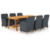 Image de vidaXL Ensemble de Salle à Manger de Jardin 7 pcs Mobilier à Dîner d'Extérieur Salon de Jardin Table et Chaises de Repas de Patio Terrasse Gris Foncé