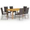 Image de vidaXL Ensemble à manger de jardin 7 pcs Marron