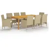 Image de Ensemble à manger de jardin 9 pcs Beige