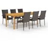Image de vidaXL Ensemble à manger de jardin 7 pcs Marron